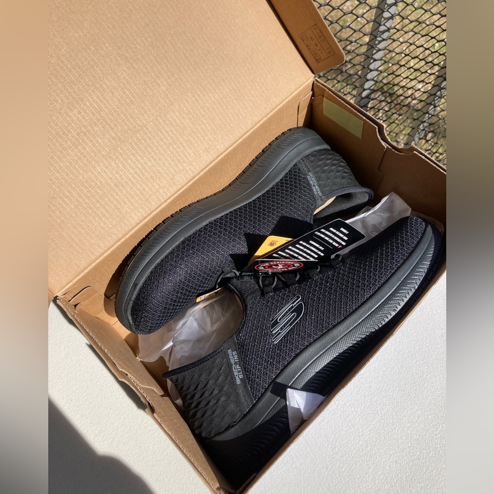 Skechers Slip-ins Work: Summits SR Enslee Hands Free Slip on Black Sneakers 10 W - Picture 4 of 17